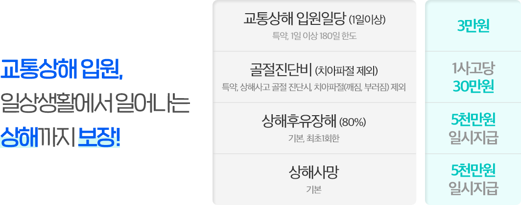 교통상해 입원, 일상생활에서 일어나는 상해까지 보장!