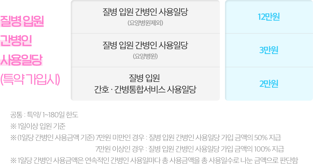 상해,질병 간병인 사용일당