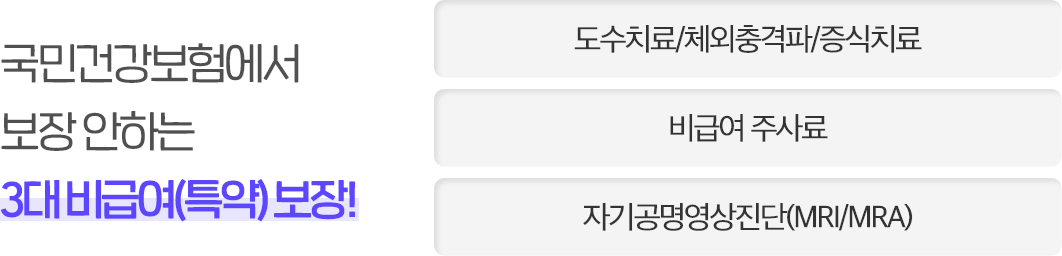 국민건강보험에서 보장 안하는 3대 비급여(특약) 보장!